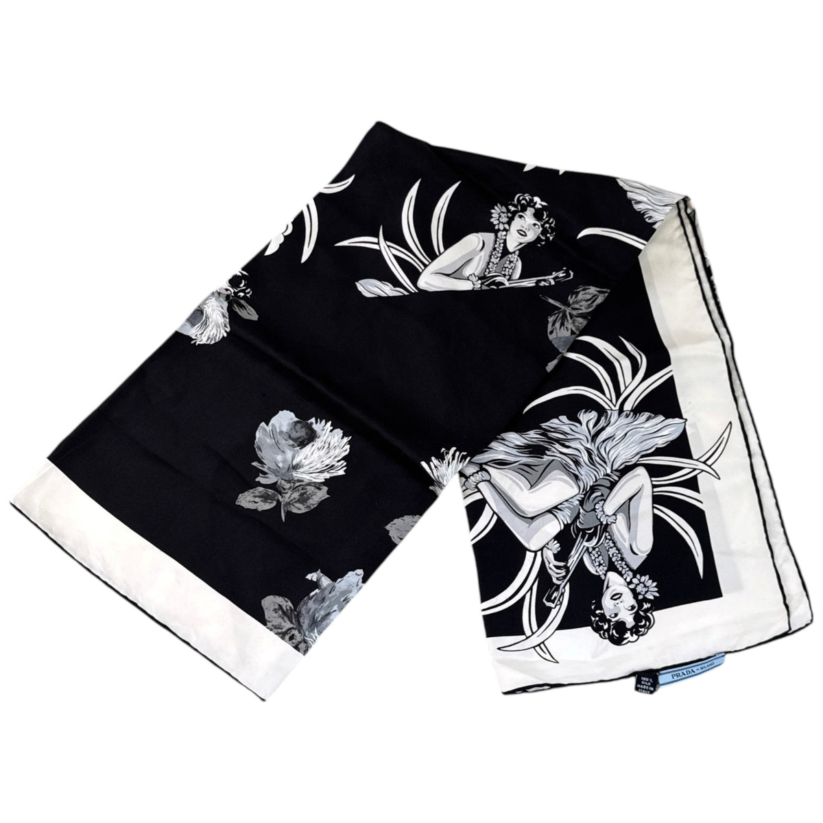 Women's Hawaiian Floral Scarf Black - Photo 3