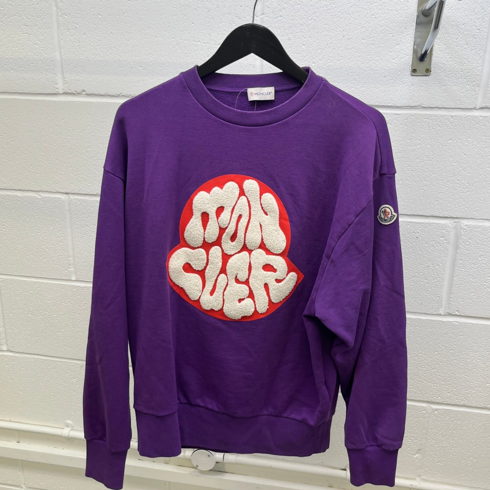 Men's Logo Patch Sweatshirt Purple Size M - Photo 10