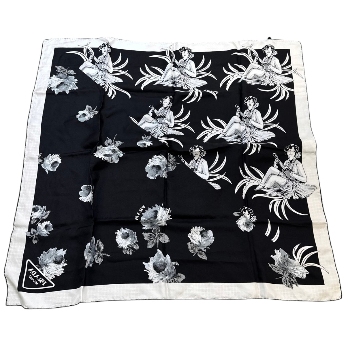 Women's Hawaiian Floral Scarf Black - Photo 6