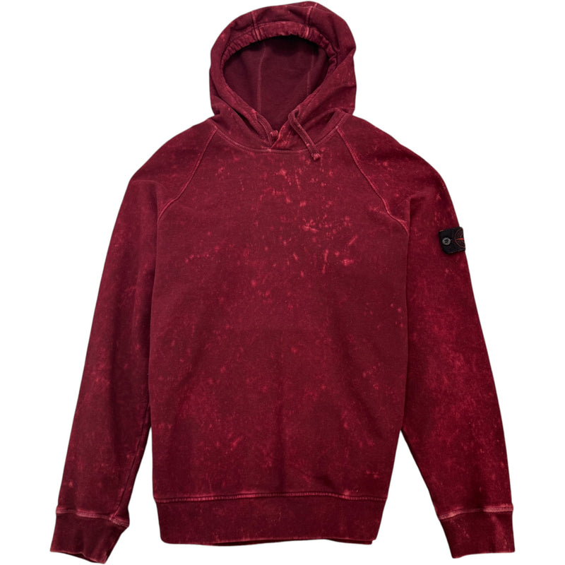 Men's Off-Dye OVD Acid Wash Hoodie Burgundy Size XL