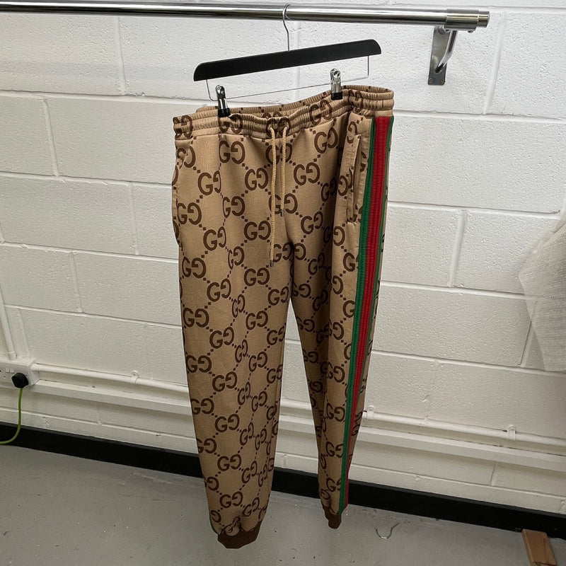 Men's GG Supreme Web Joggers Brown Size XXXL / W40