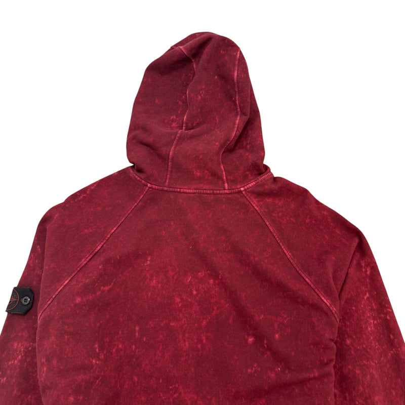 Men's Off-Dye OVD Acid Wash Hoodie Burgundy Size XL