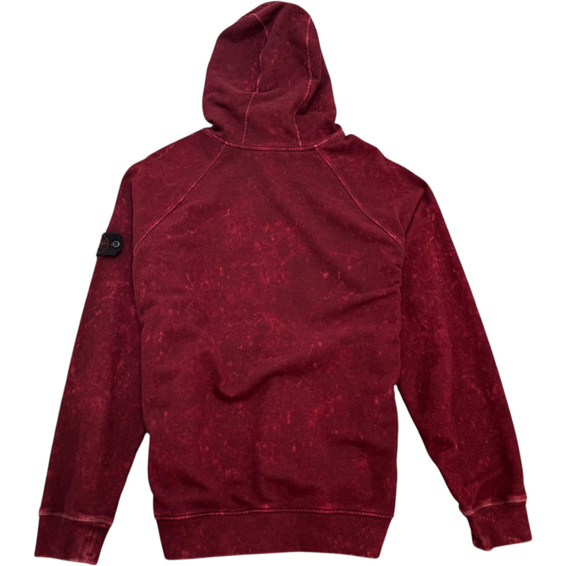Men's Off-Dye OVD Acid Wash Hoodie Burgundy Size XL