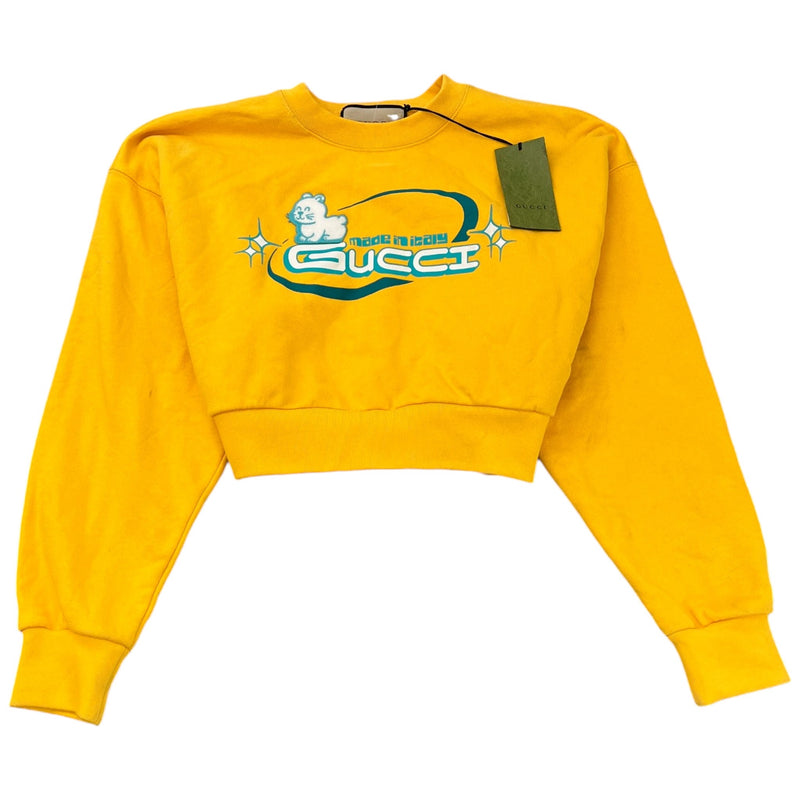 Women's Graphic Logo Cropped Sweatshirt Yellow Size XS / UK 6