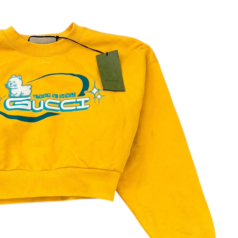 Women's Graphic Logo Cropped Sweatshirt Yellow Size XS / UK 6