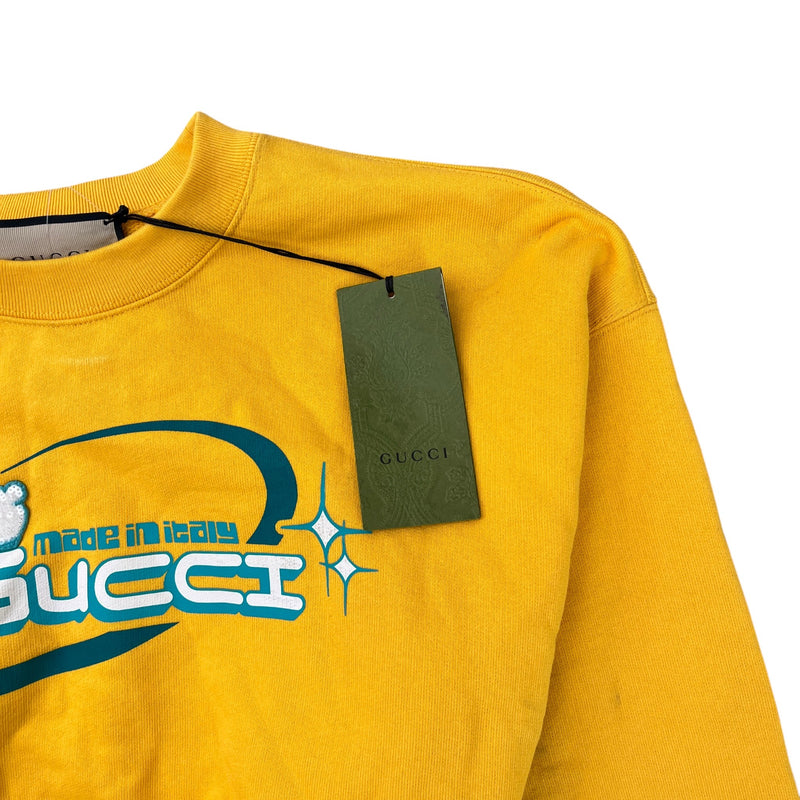 Women's Graphic Logo Cropped Sweatshirt Yellow Size XS / UK 6
