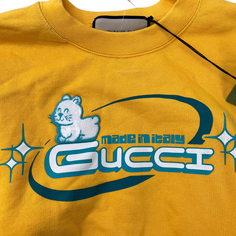 Women's Graphic Logo Cropped Sweatshirt Yellow Size XS / UK 6