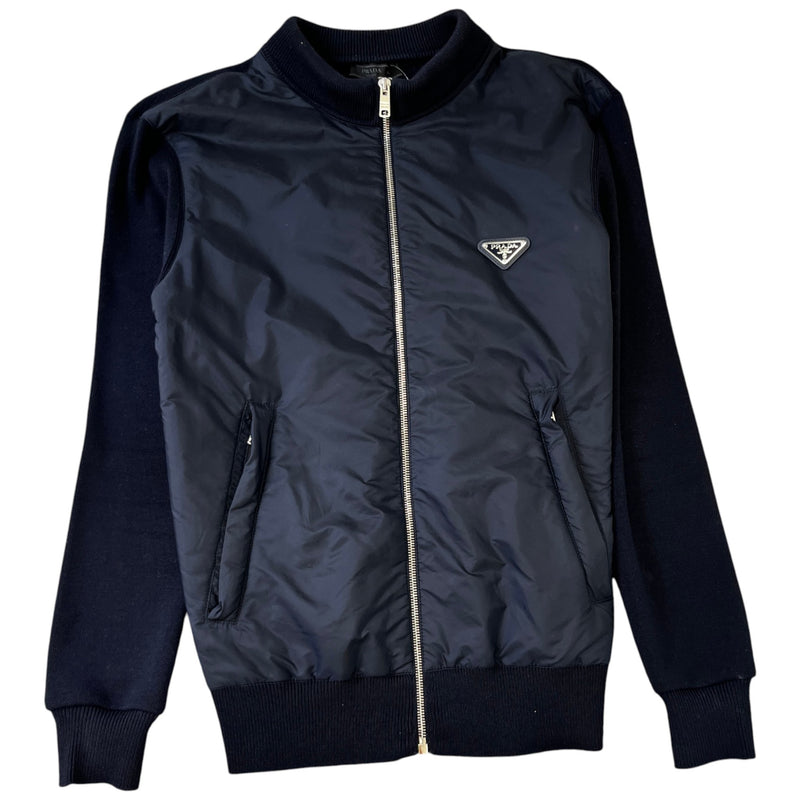 Men's Contrast-Trim Plaque Logo Jacket Navy Size IT 46 / S
