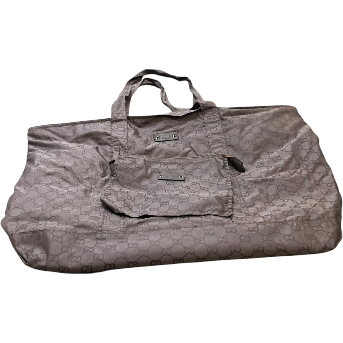 Women's GG Supreme Nylon Foldable Tote Travel Bag Grey - Photo 4