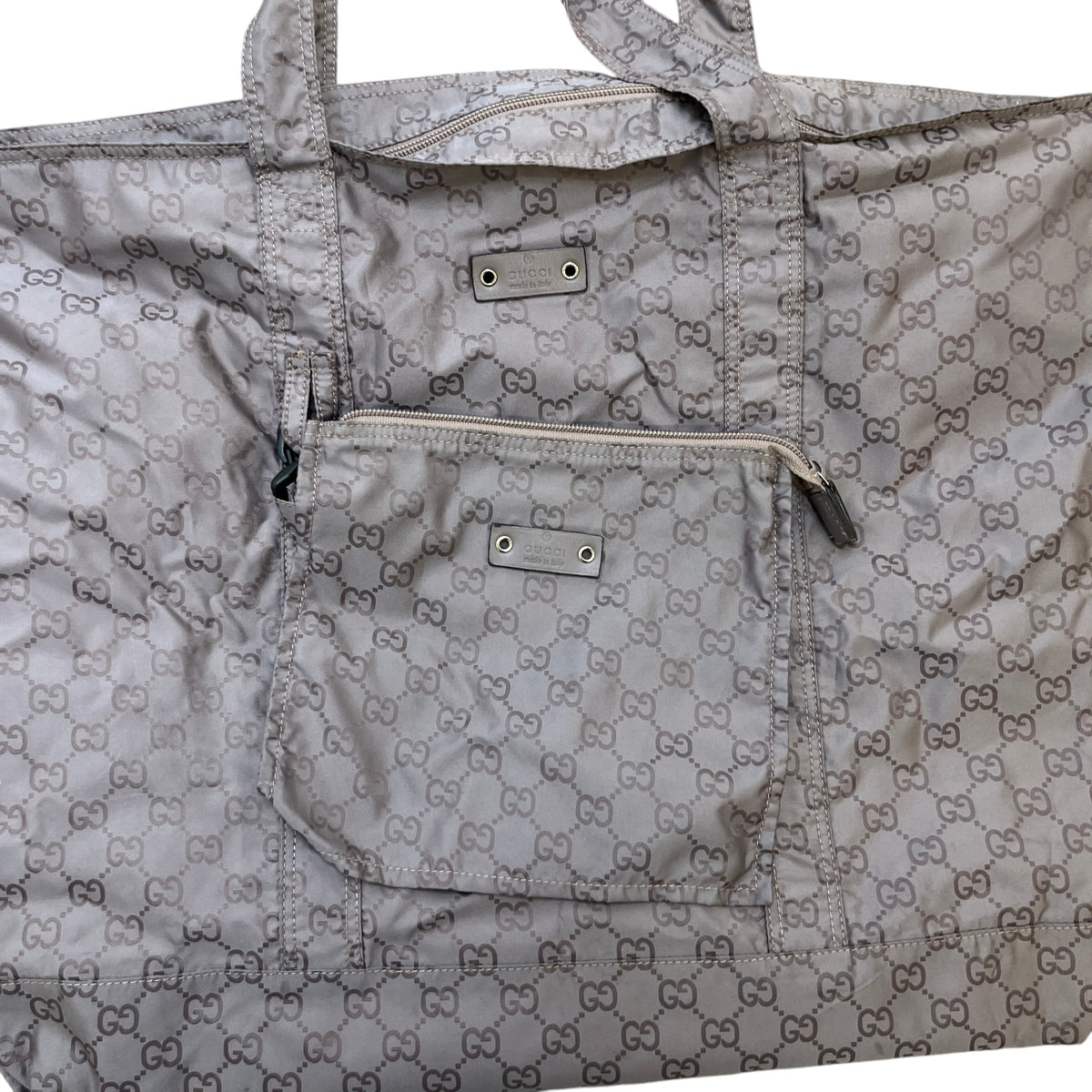 Women's GG Supreme Nylon Foldable Tote Travel Bag Grey - Photo 5