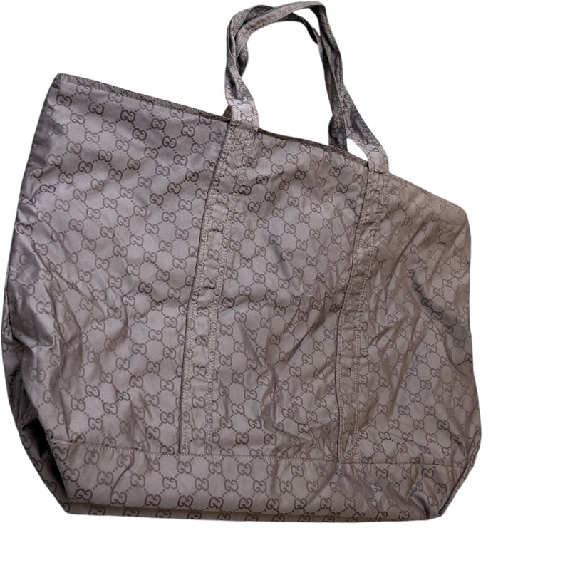 Women's GG Supreme Nylon Foldable Tote Travel Bag Grey