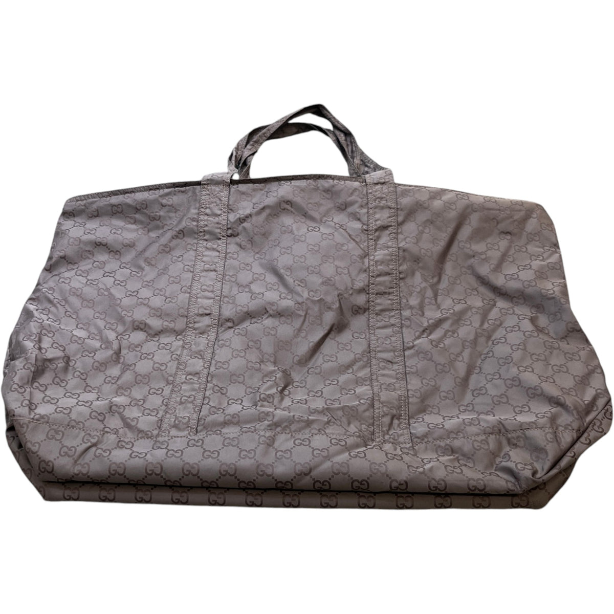 Women's GG Supreme Nylon Foldable Tote Travel Bag Grey - Photo 10