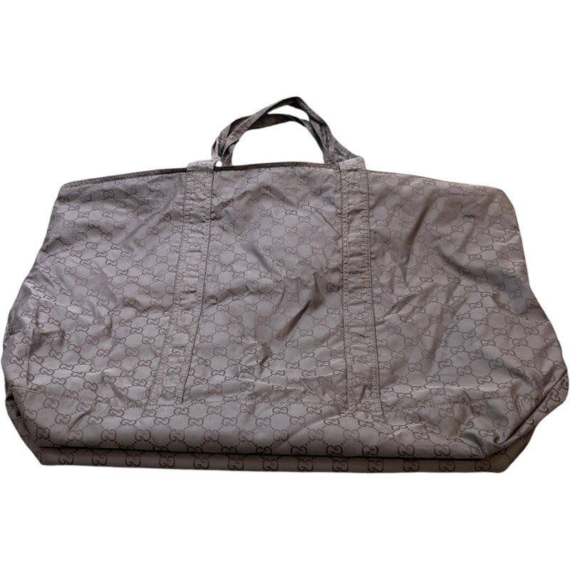 Women's GG Supreme Nylon Foldable Tote Travel Bag Grey