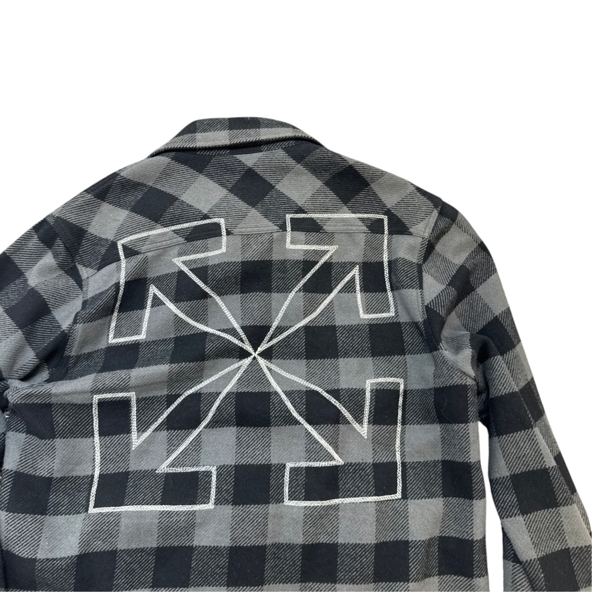 Men's Outline Arrows Flannel OverShirt Black Size S - Photo 5