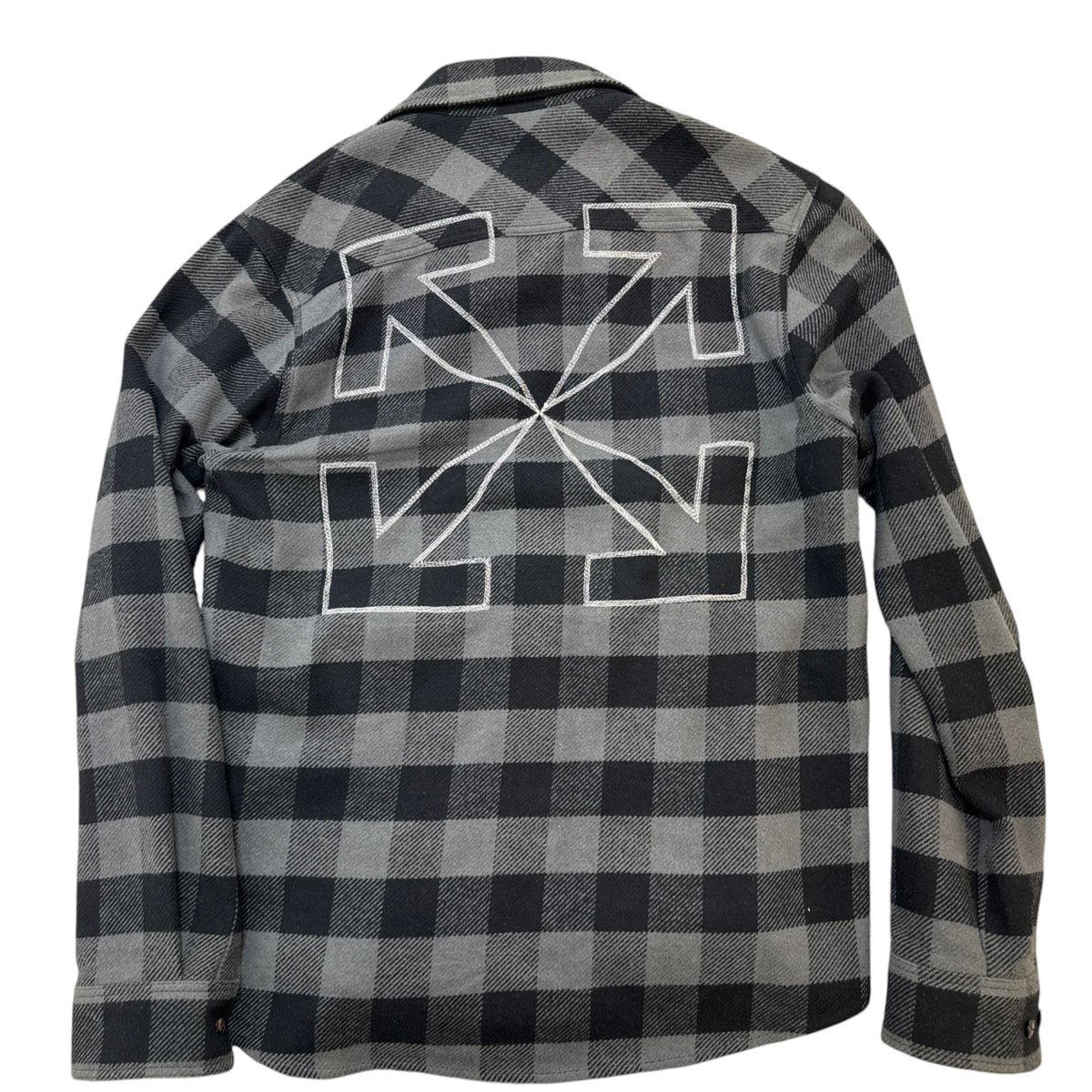 Men's Outline Arrows Flannel OverShirt Black Size S - Photo 2