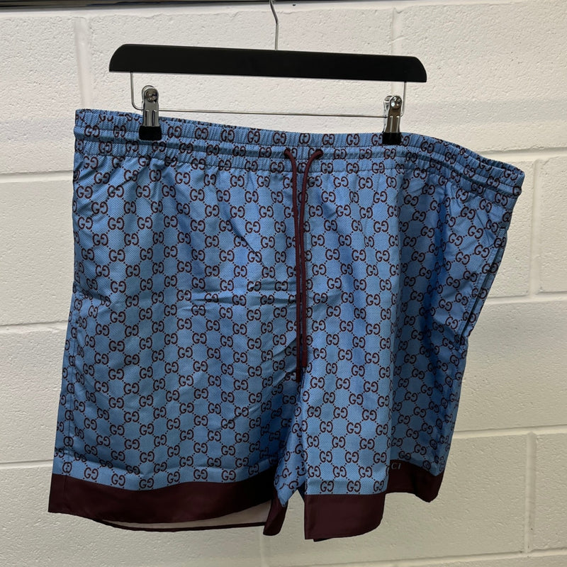 Men's Gg Monogram Swim Shorts Blue Size XXXL