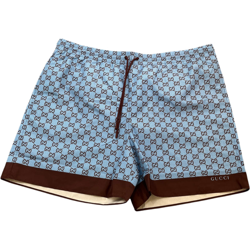 Men's Gg Monogram Swim Shorts Blue Size XXXL