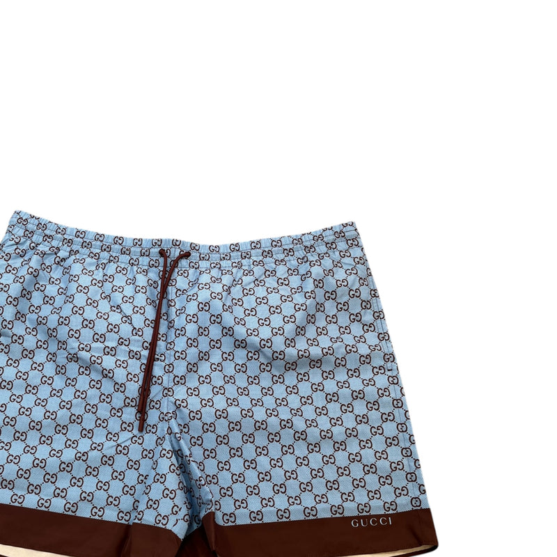 Men's Gg Monogram Swim Shorts Blue Size XXXL