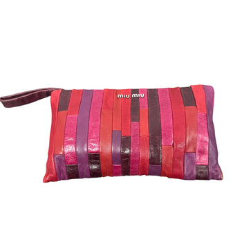Women's Patchwork Nappe Wrislet Pouch Pink