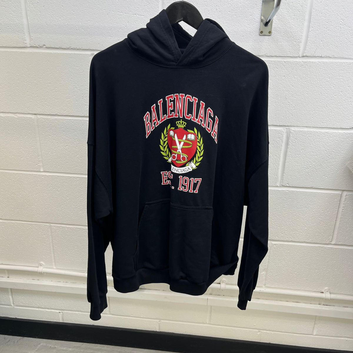 Men's College Logo Hoodie Black Size L - Photo 8