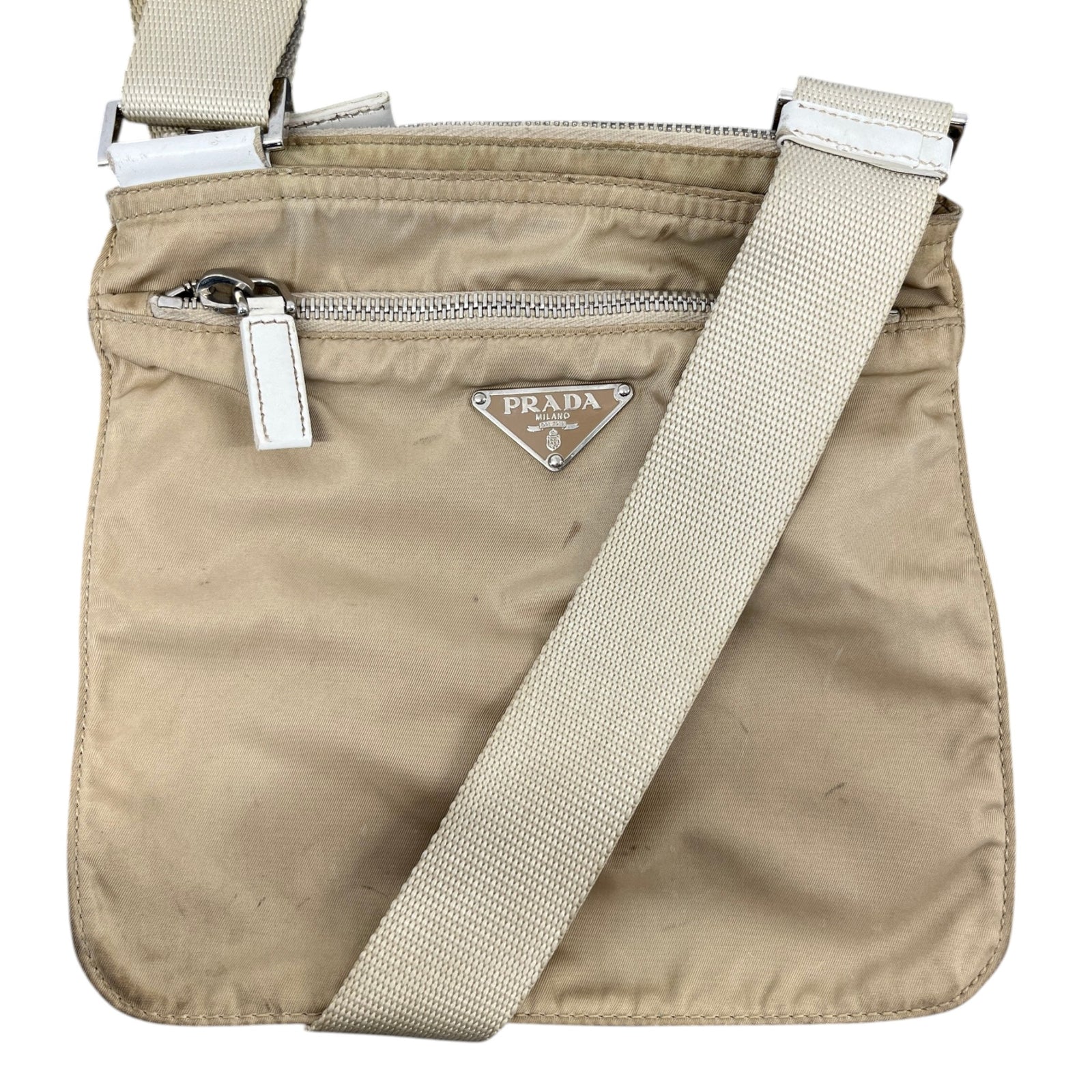 Men's Plaque Logo Messenger Bag Beige - Photo 1