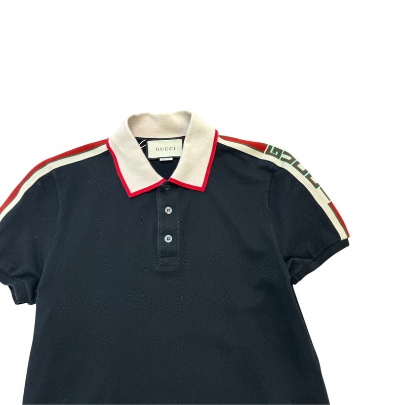 Men's Taped Logo Polo Shirt Black Size M