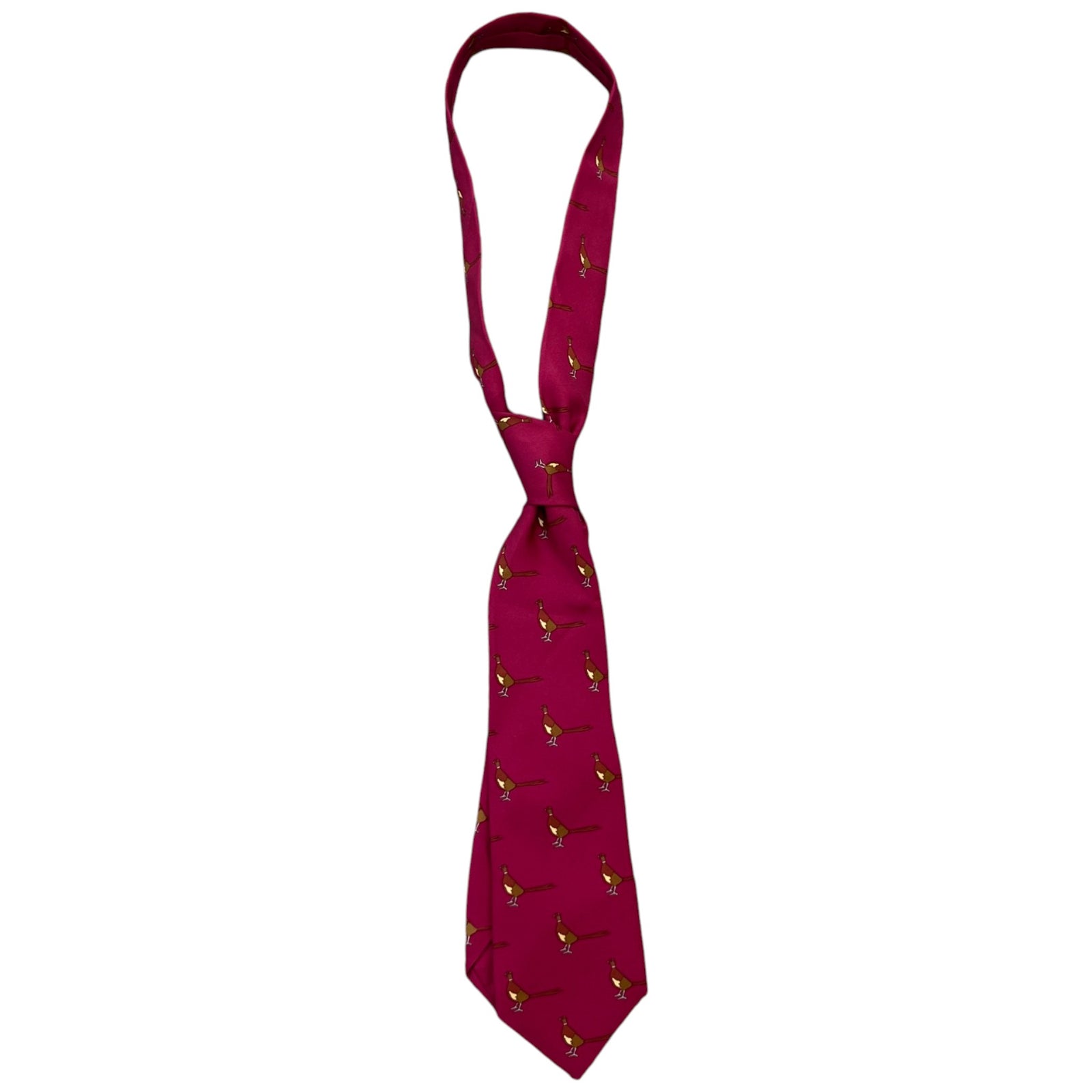 Men's Pheasant Print Tie Pink - Photo 1