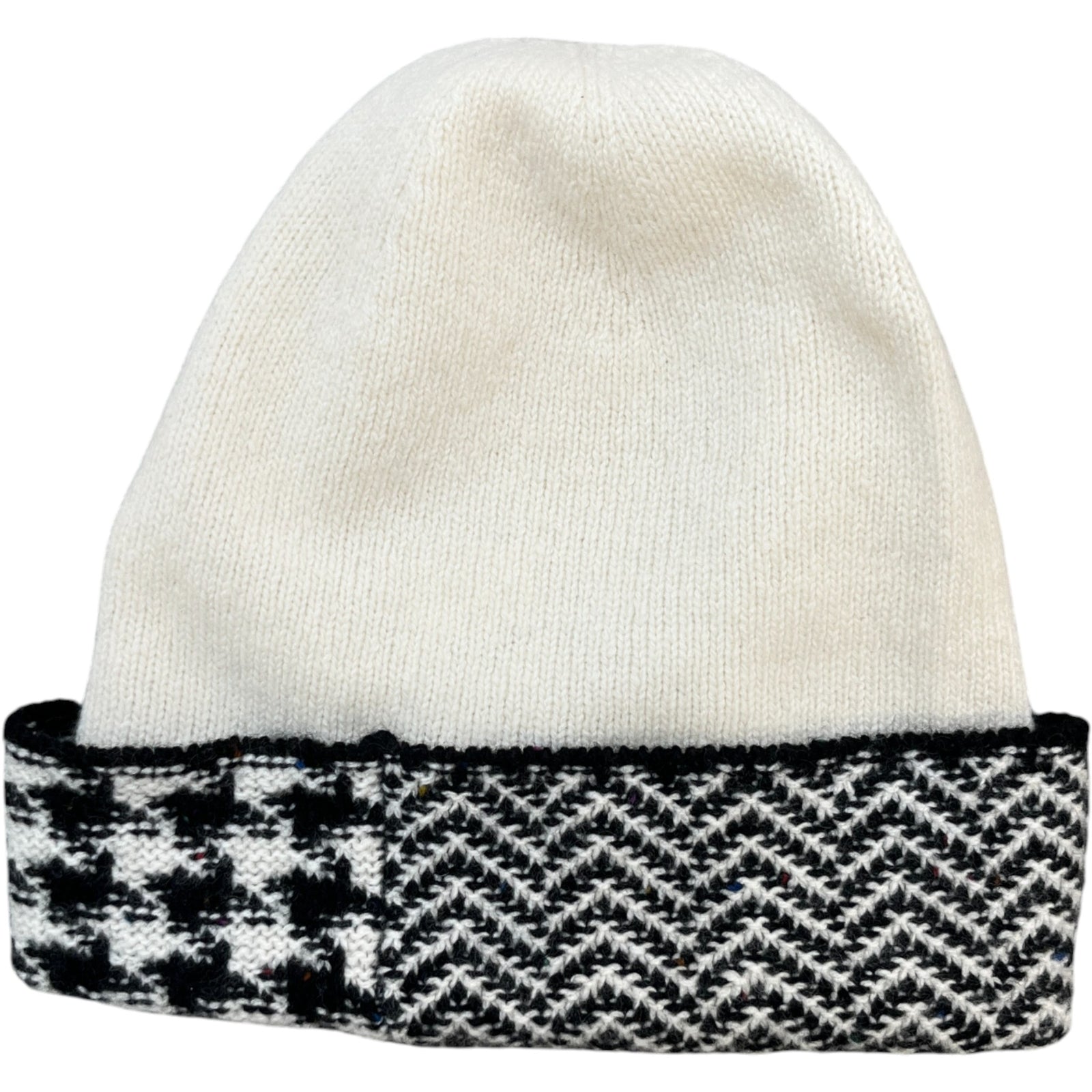 Women's Cc Houndstooth Beanie Hat White - Photo 4