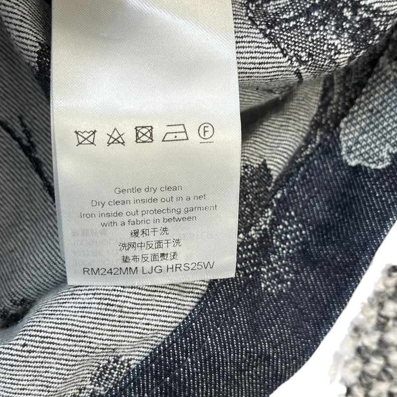 Men's Monogram Foliage Jacquard Short Sleeve Shirt Black Size M