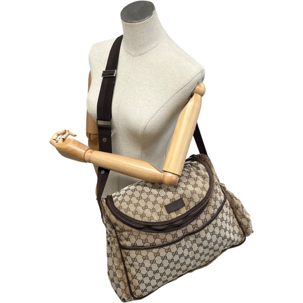 Women's GG Supreme Changing Baby Travel Bag Beige - Photo 10