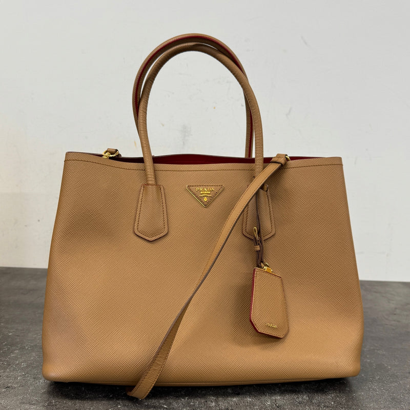 Women's Saffiano Double Medium Handbag Brown