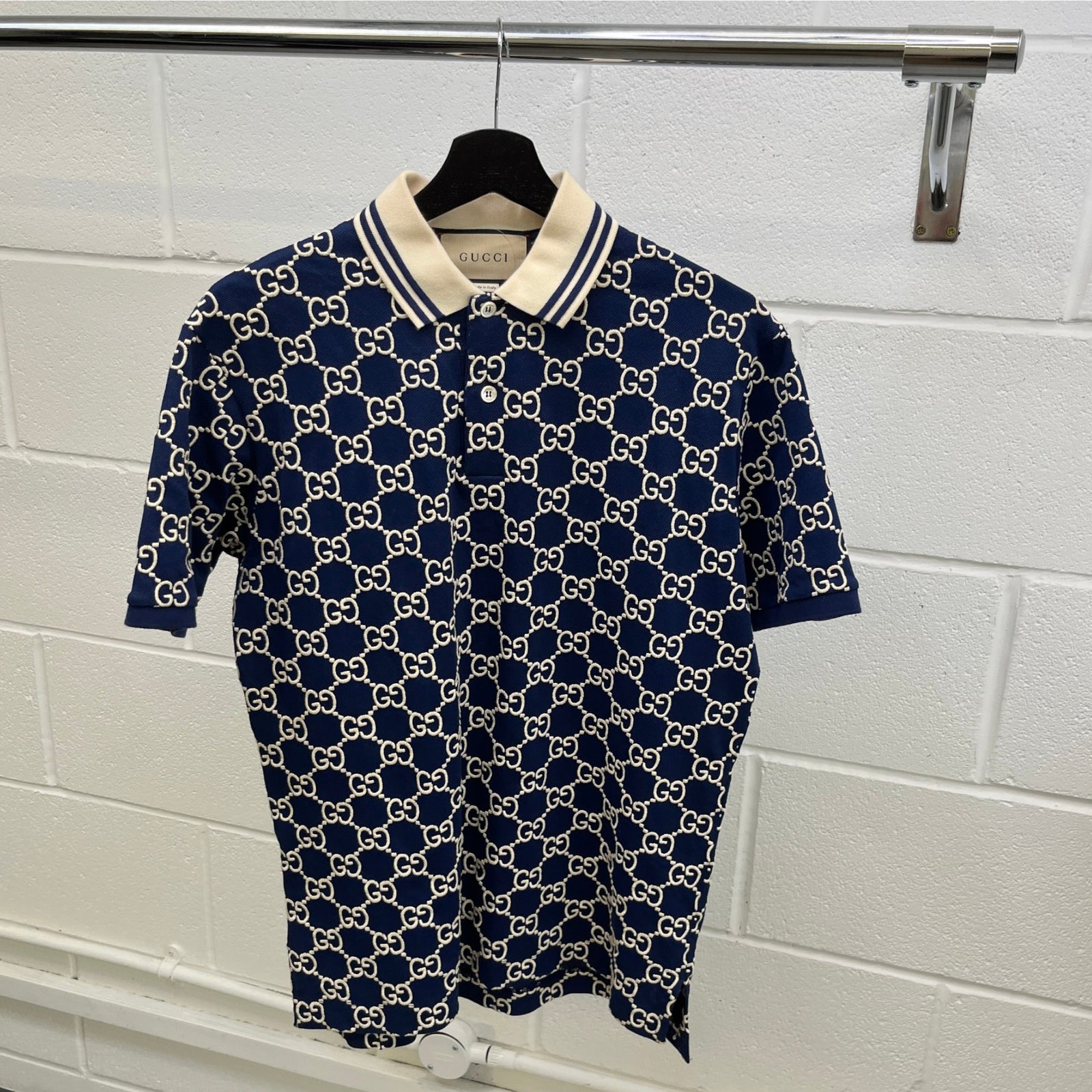 Men's GG Supreme Polo Shirt Navy Size XS - Photo 9