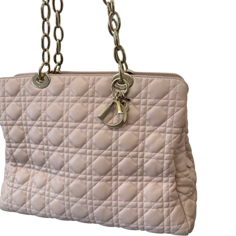 Women's Cannage Quilted Medium Shopping Tote Bag Pink