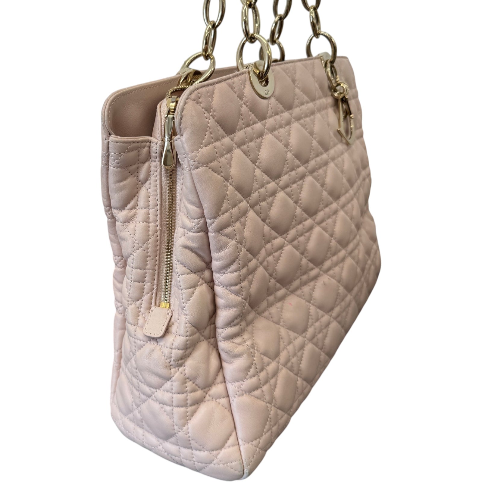 Women's Cannage Quilted Medium Shopping Tote Bag Pink - Photo 6