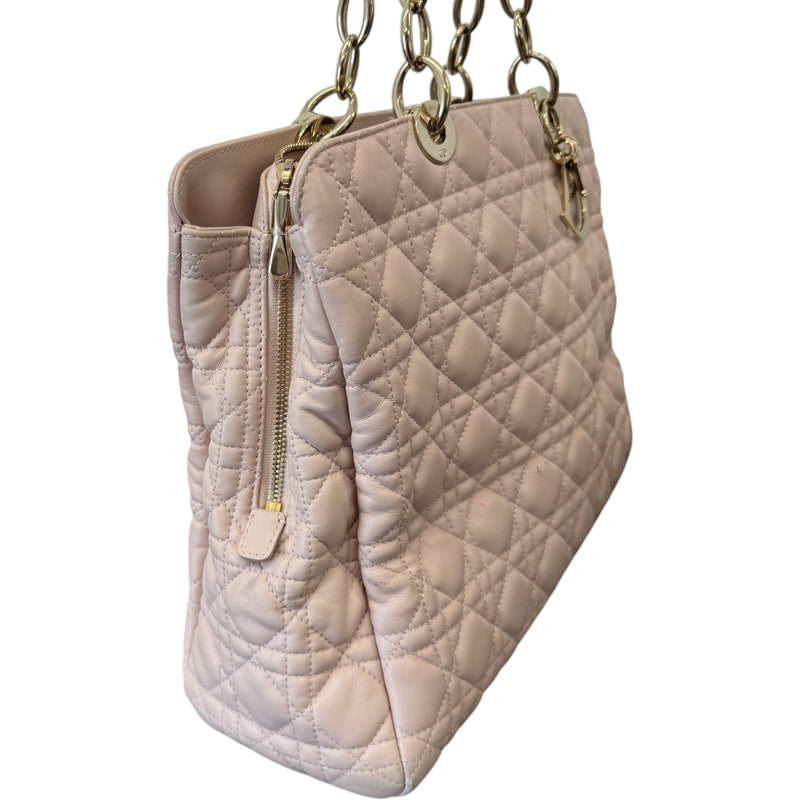 Women's Cannage Quilted Medium Shopping Tote Bag Pink