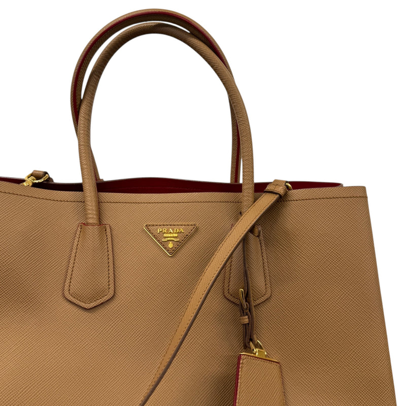 Women's Saffiano Double Medium Handbag Brown