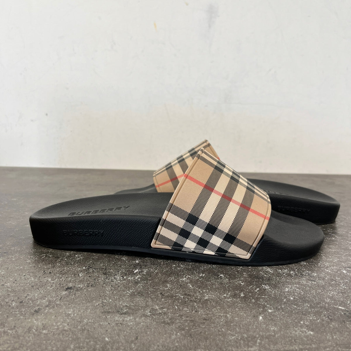 Men's Check Slides Black Size UK 8 / EU 42 - Photo 11