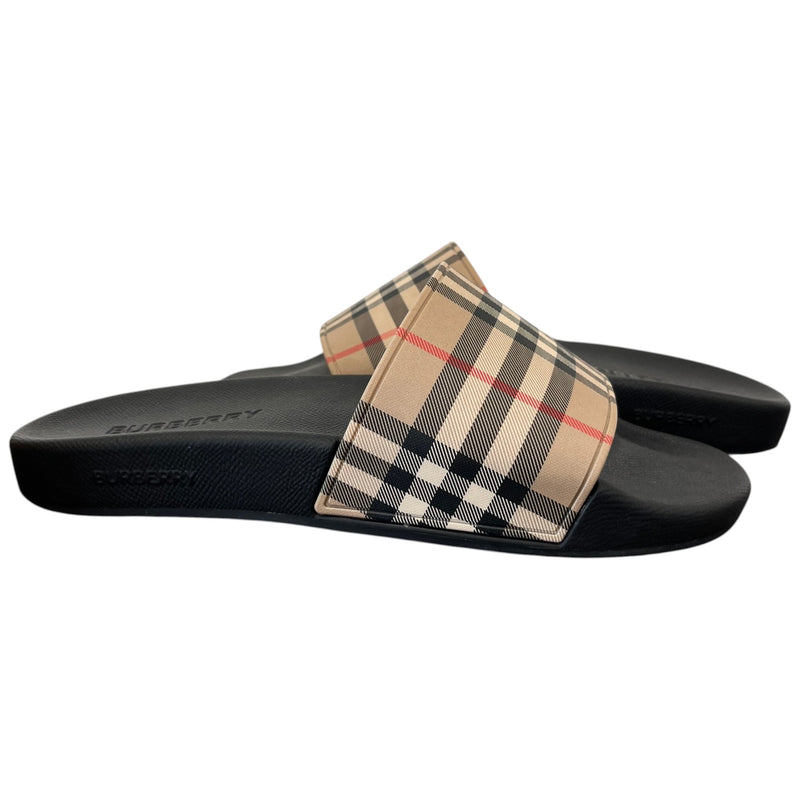 Men's Check Slides Black Size UK 8 / EU 42