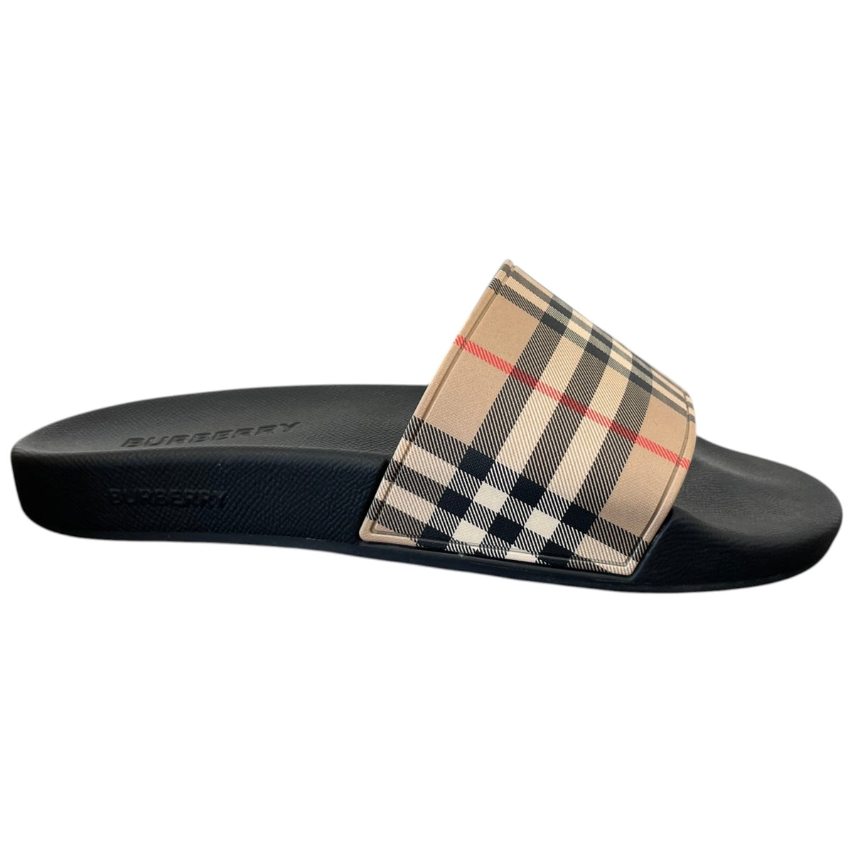 Men's Check Slides Black Size UK 8 / EU 42 - Photo 1