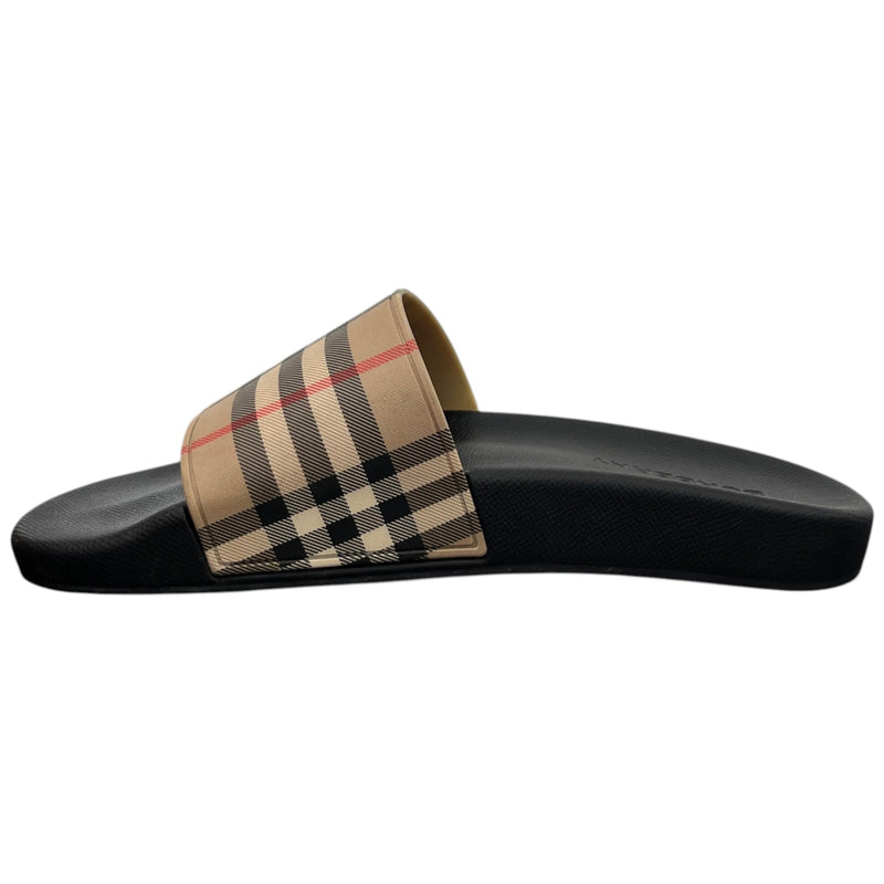 Men's Check Slides Black Size UK 8 / EU 42