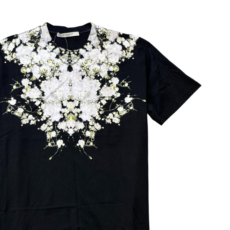 Men's Floral Print T-Shirt Black Size S
