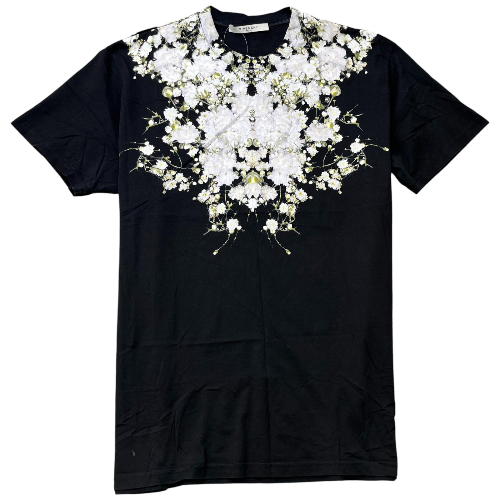 Men's Floral Print T-Shirt Black Size S - Photo 1