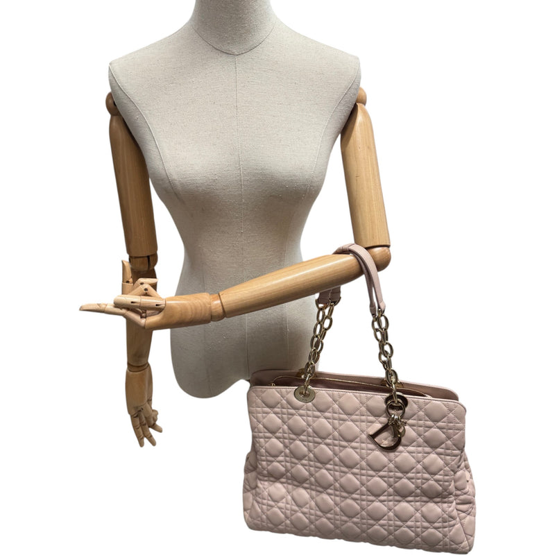 Women's Cannage Quilted Medium Shopping Tote Bag Pink