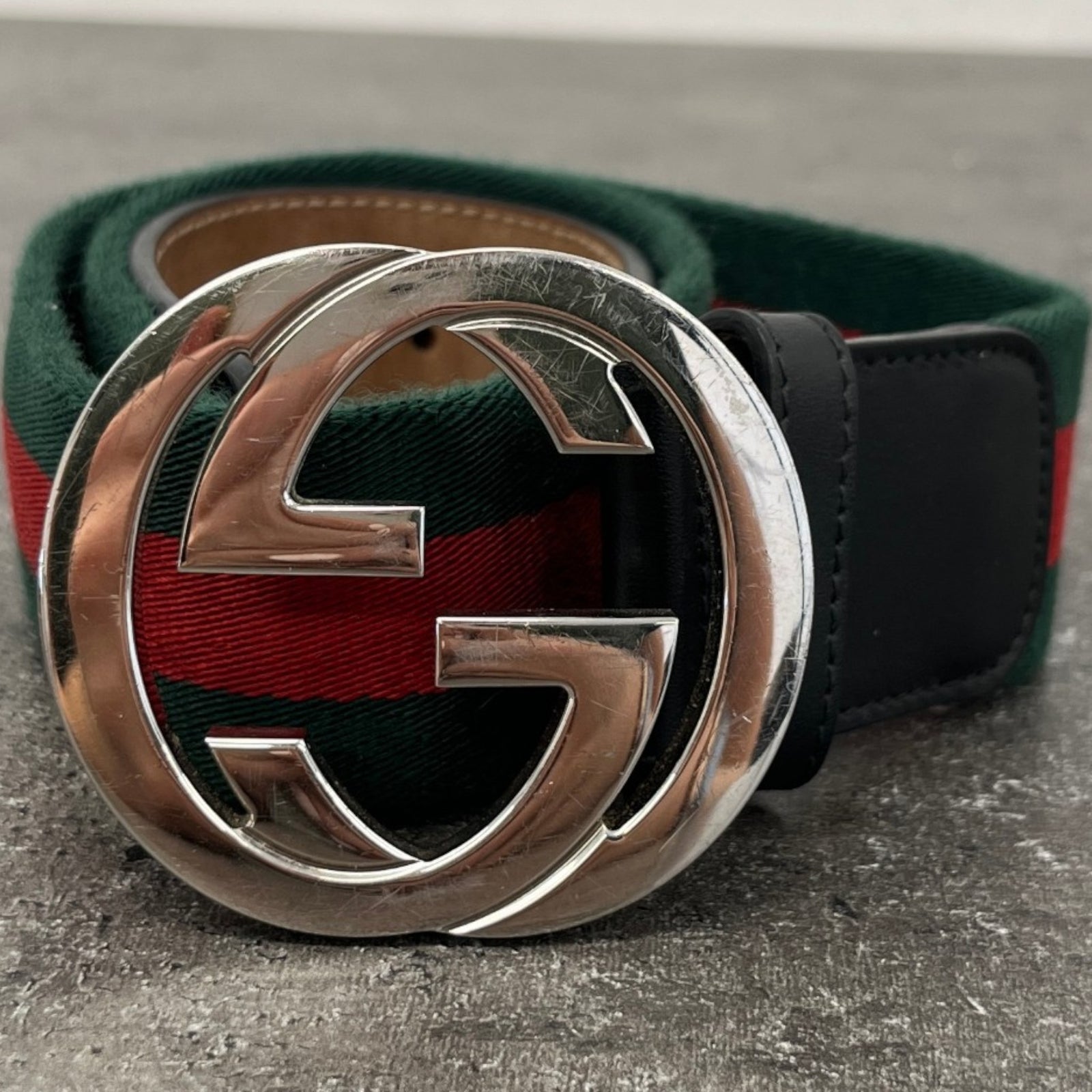 Men's Interlocking G Web Belt Black Size Waist 26" - Photo 8