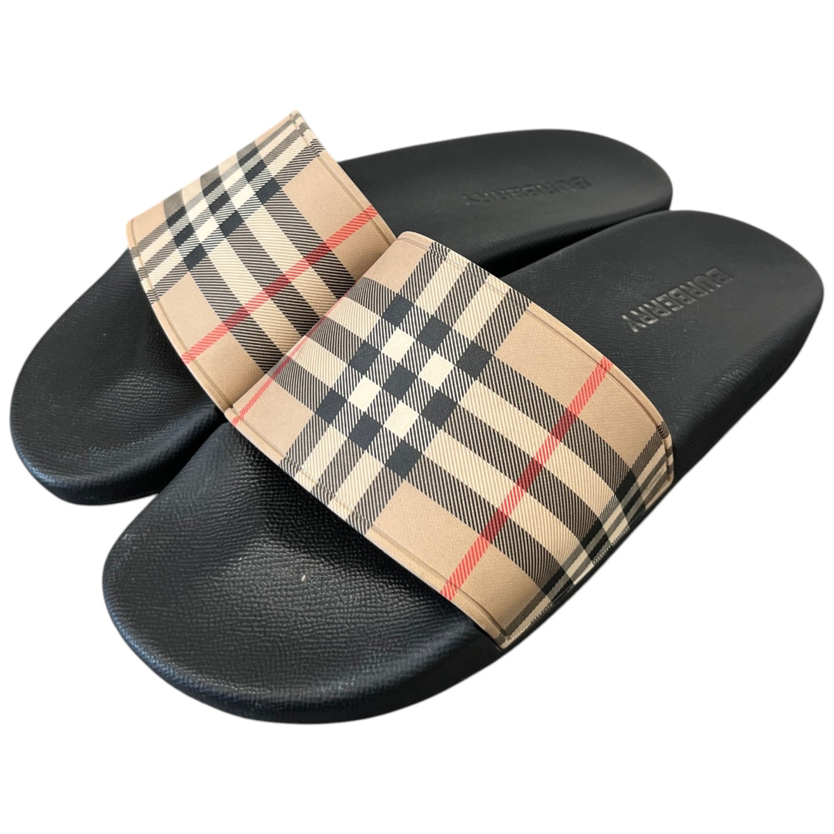 Men's Check Slides Black Size UK 8 / EU 42 - Photo 9