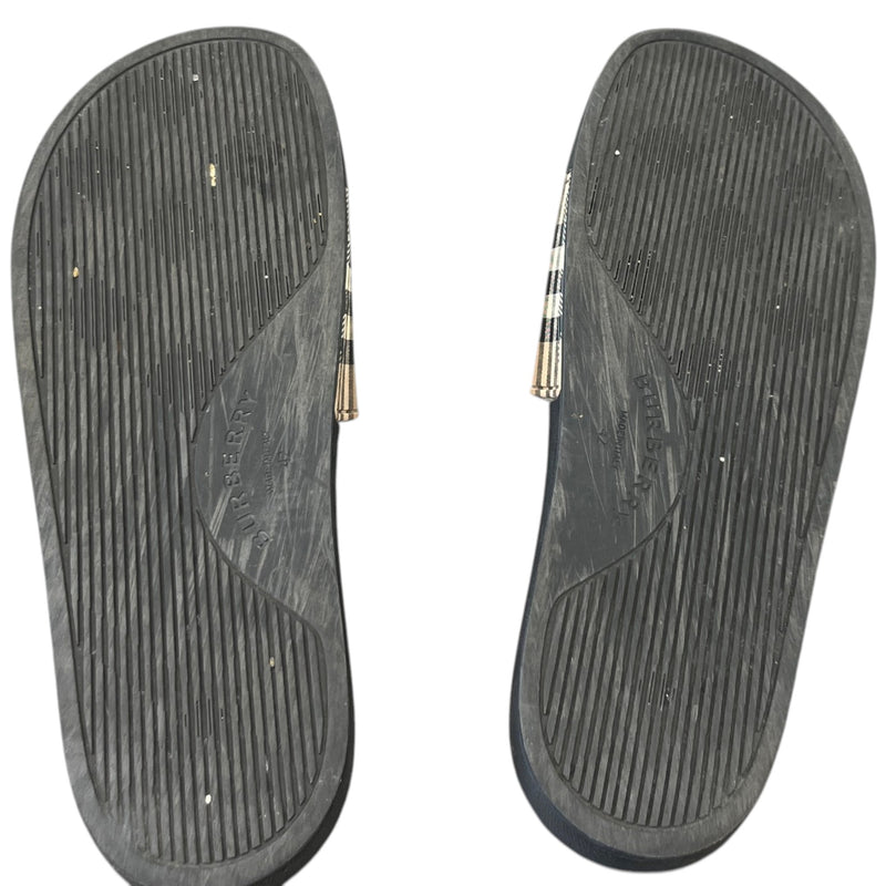 Men's Check Slides Black Size UK 8 / EU 42