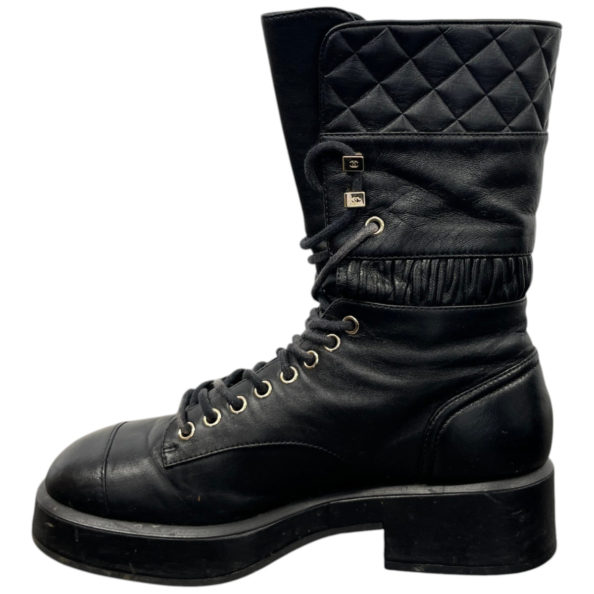 Women's CC Logo Combat Boots Black Size UK 4 / EU 37 - Photo 2