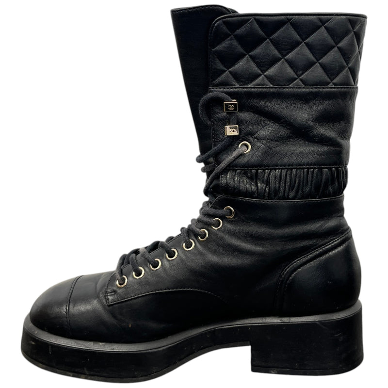 Women's CC Logo Combat Boots Black Size UK 4 / EU 37
