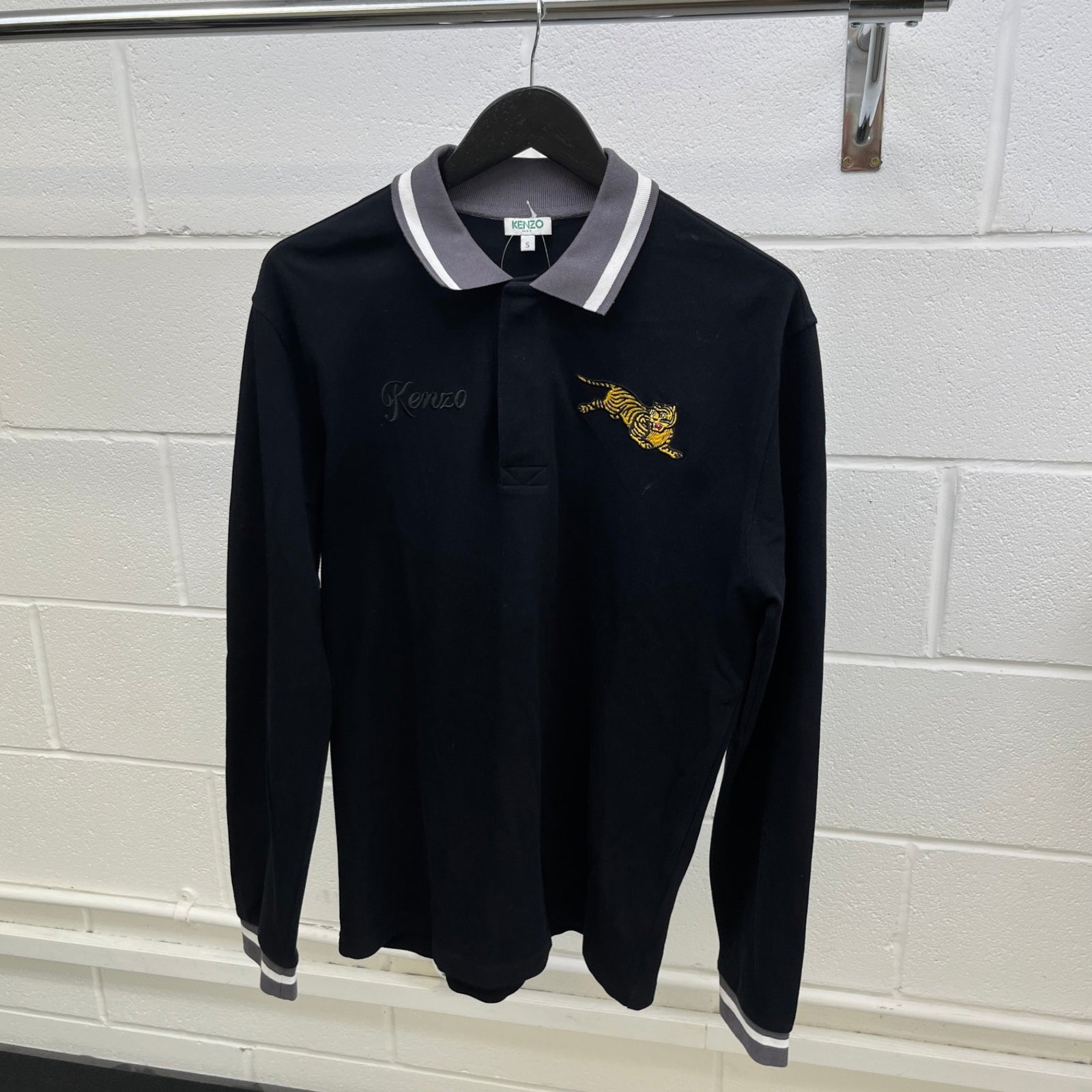 Men's Embroidered Logo Polo Shirt Black Size S - Photo 8