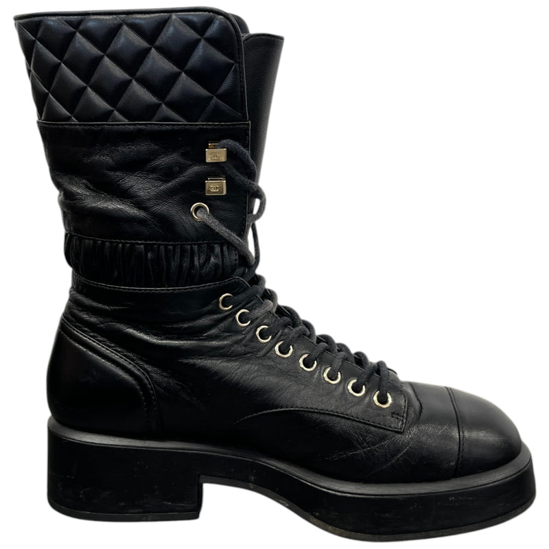 Women's CC Logo Combat Boots Black Size UK 4 / EU 37